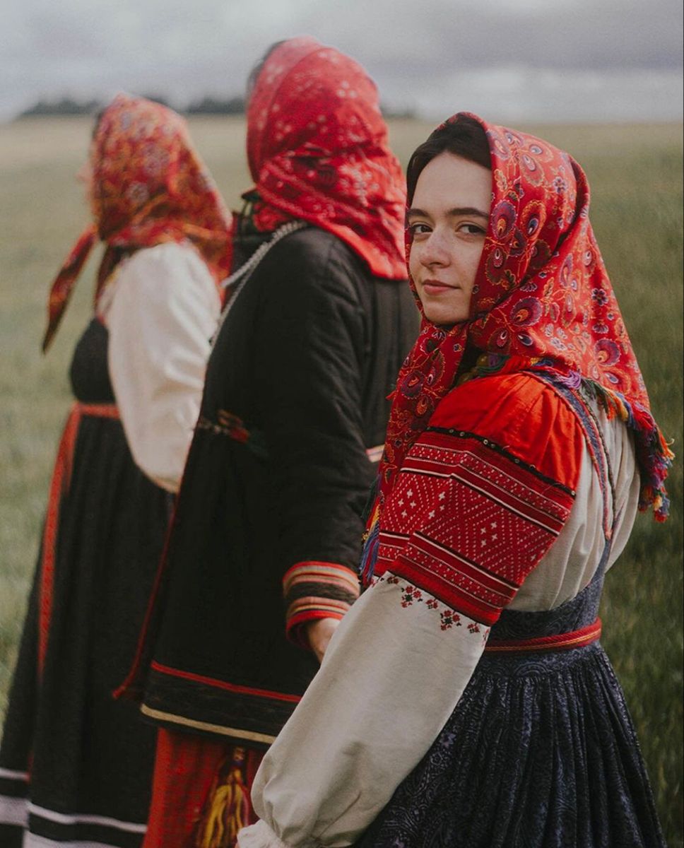Women in Slavic costumes in Belgrade