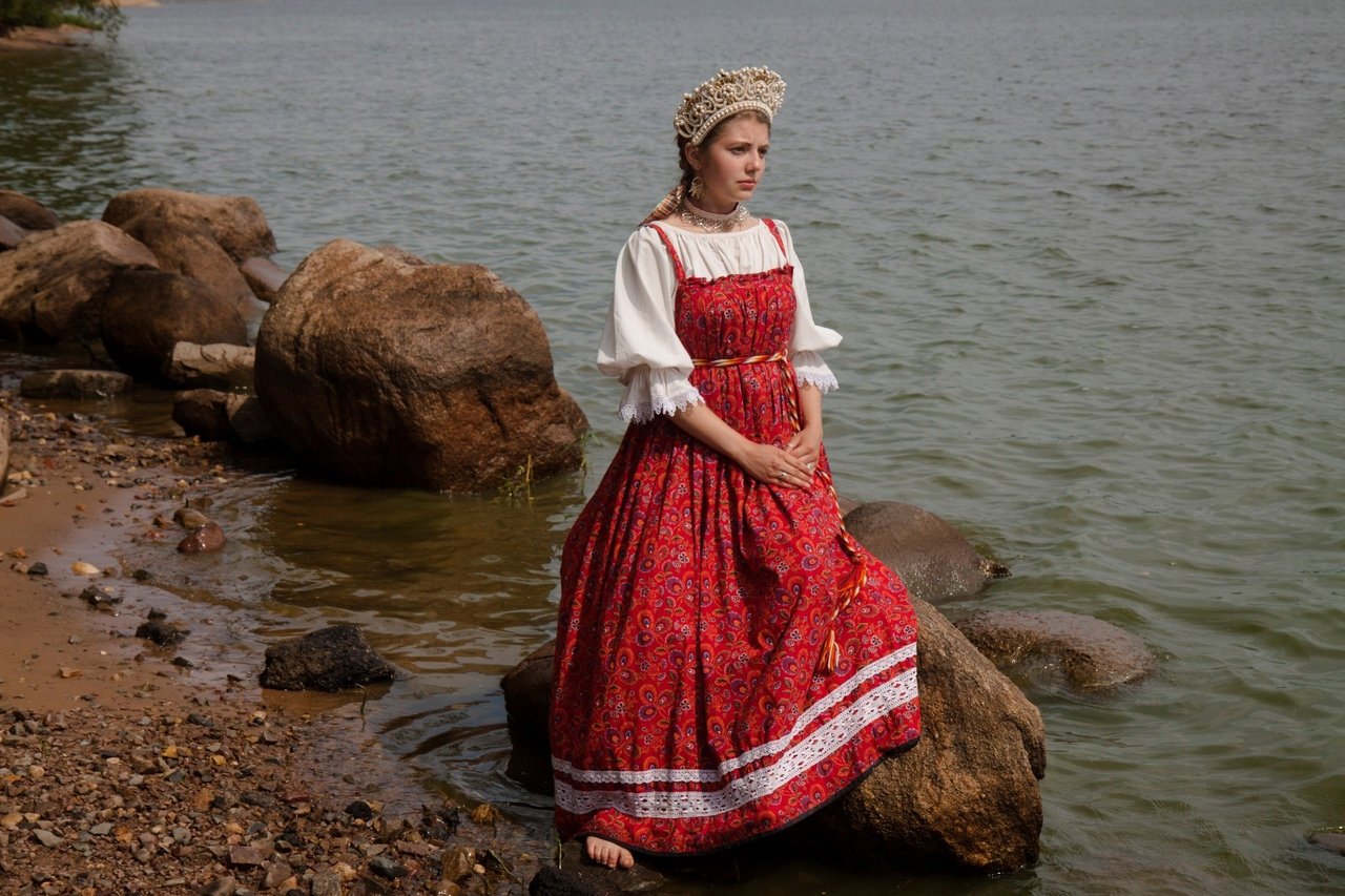 Women in Slavic costumes in Belgrade