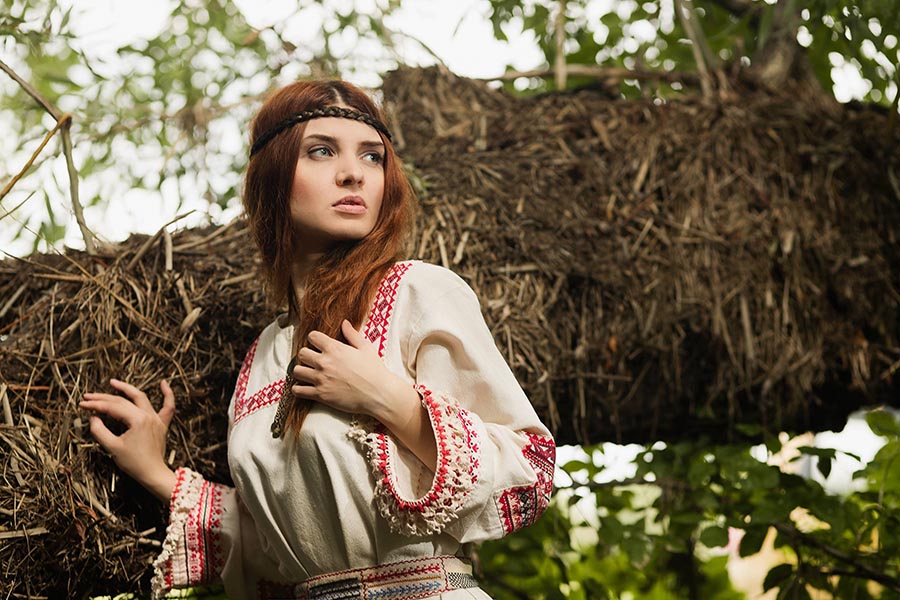 Women in Slavic costumes in Belgrade